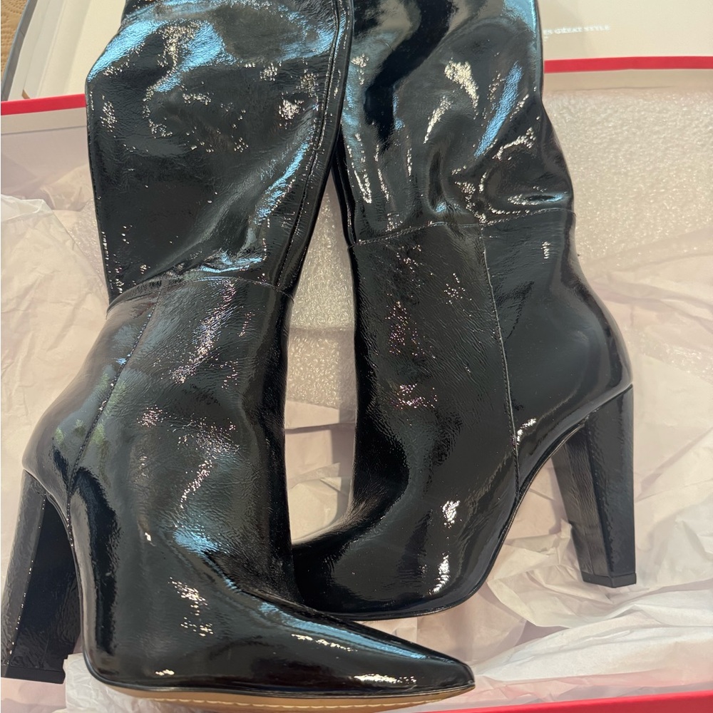 Vince Camuto Shiny Black Over the Knee Minnada Boots